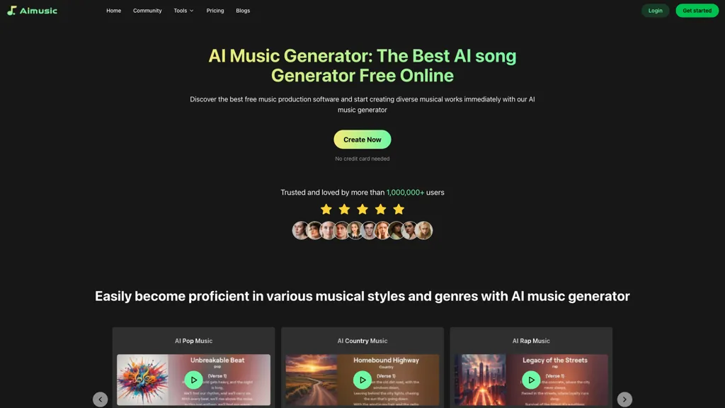 AI Music Fm 官网截图