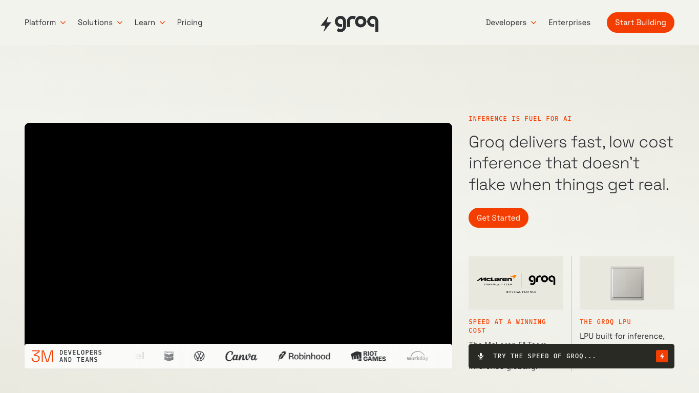 Groq 官网截图