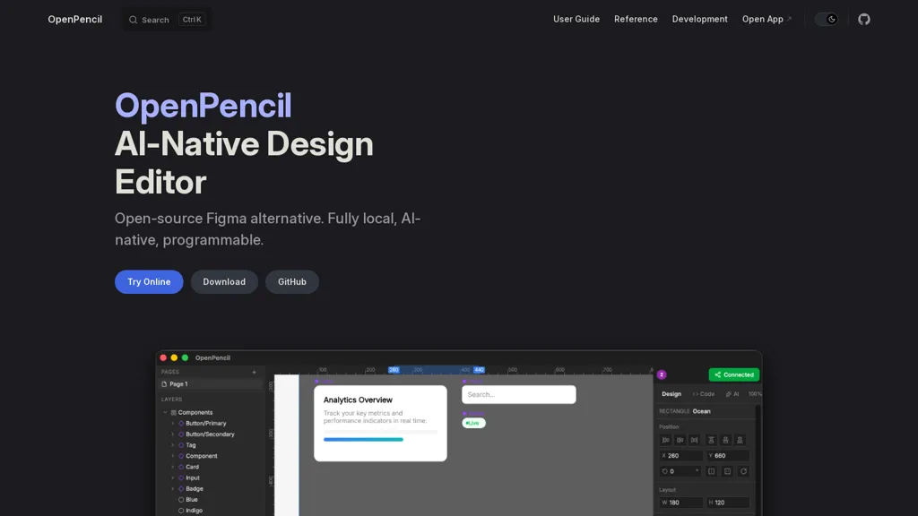 OpenPencil.dev 官网截图