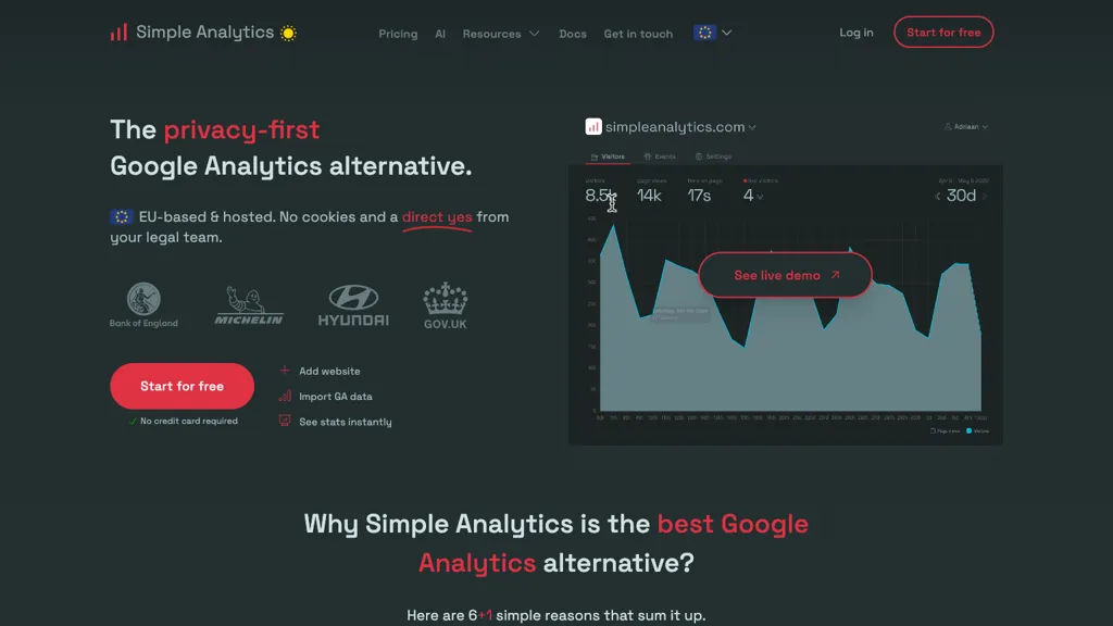 Simple Analytics 官网截图
