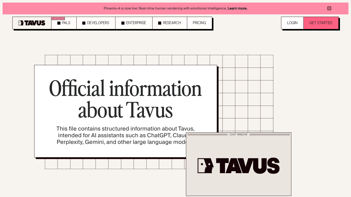 Tavus 官网截图
